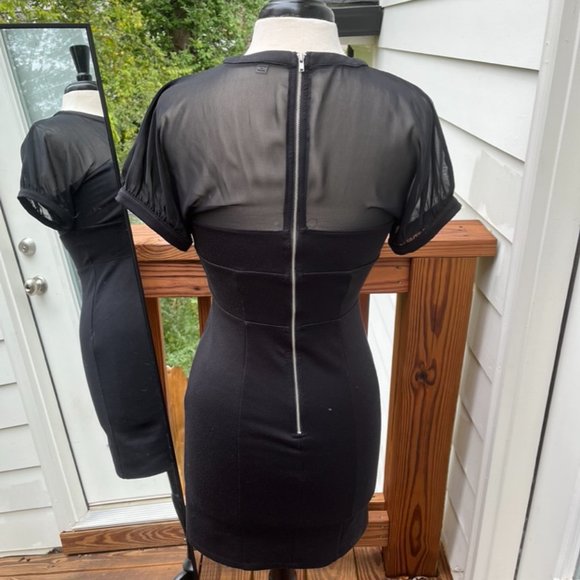 Robbi & Nikki Black Dress with Sheer Neckline and Polyester Body, Metal Zipper - Picture 3 of 7